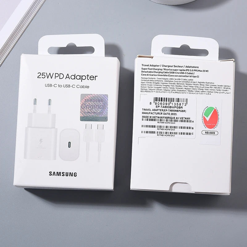 Original Samsung 25w Charger Type C Super Fast Charge Adapter For Galaxy S25 S24 Ultra S23 S22 Plus S21 S20 FE Note 10 20 Ultra