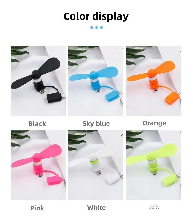 Mini Portable v8 Macaron Phone Fan Suitable for Android And Apple Mobile Phones Compact Handheld Electric Fan