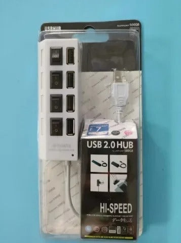 USB 2.0 4-Port Expansion Hub – Independent Switch Docking Station & Splitter Adapter for Computer and Office Accessories