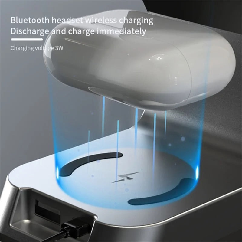 H26 Magnetic 6-in-1 Wireless Charging Station with Clock – 15W Fast Charger for iPhone, AirPods & Apple Watch (ABS+PC)