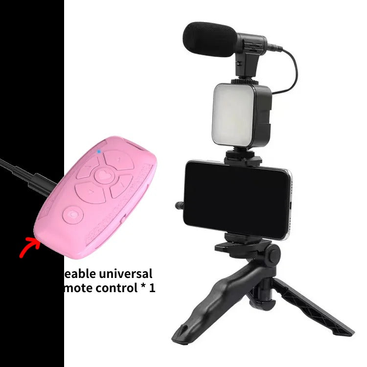 Cell Phone Tripod Kit with LED Fill Light & Microphone – Portable Live Streaming and Photography Setup for Smartphones