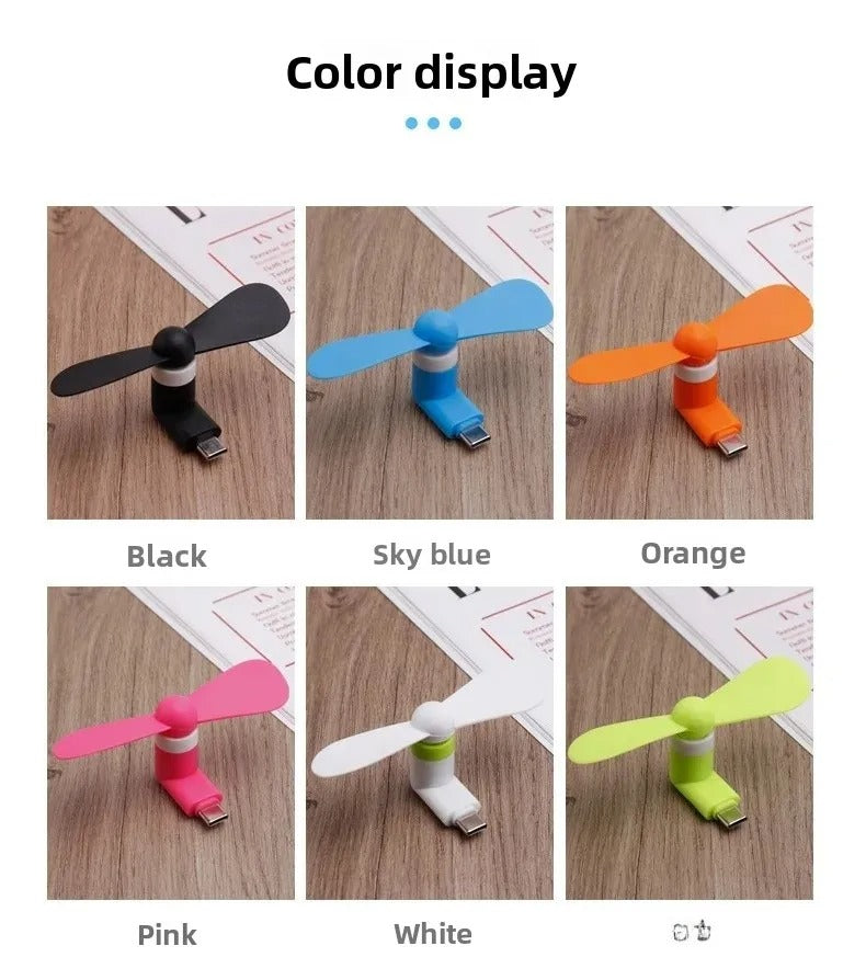 Mini Portable v8 Macaron Phone Fan Suitable for Android And Apple Mobile Phones Compact Handheld Electric Fan