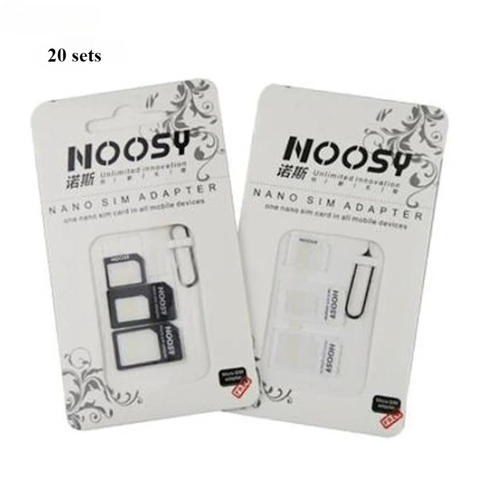 4-in-1 Nano SIM Card Adapter Kit with Eject Pin – Convert Nano SIM to Micro or Standard SIM for iPhone, Samsung, Android & More