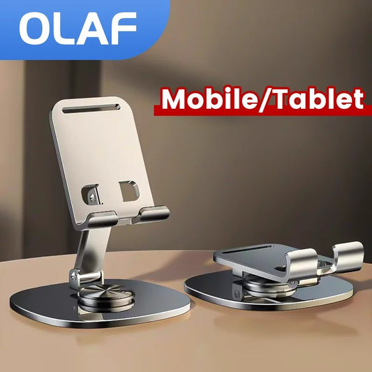Foldable 360° Rotating Mobile Phone & Tablet Stand – Adjustable Aluminum Alloy Desktop Holder for iPad, iPhone 15/14/13 Pro, Samsung & More