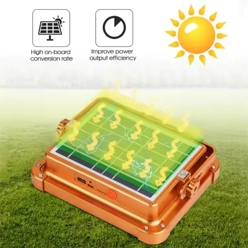 HB-6220 Outdoor Solar LED Camping Light – 120W Portable Emergency Lamp with USB Charging, Power Bank, and 4-Mode Dimming
