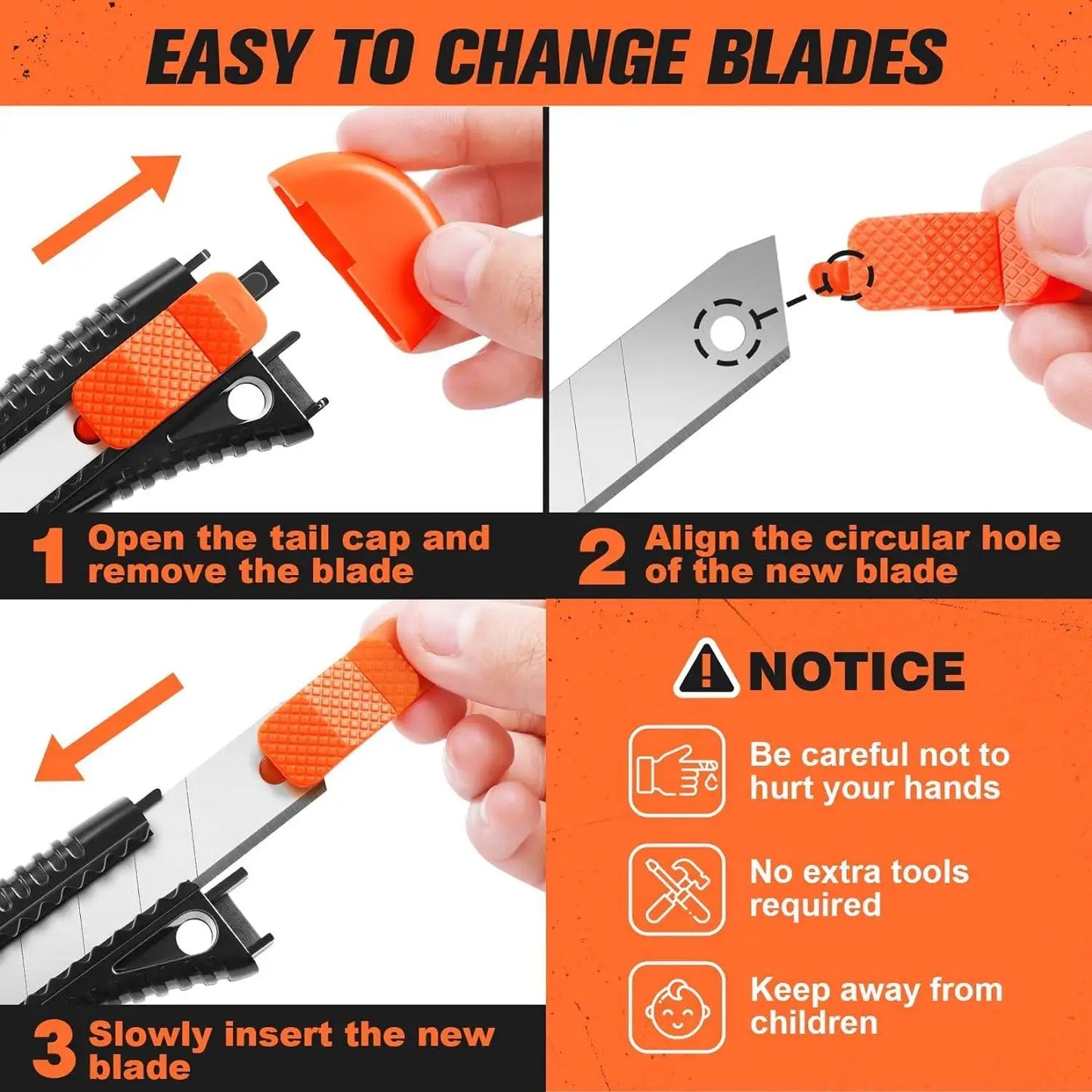 Utility Knife Box Cutter Retractable, Compact Box Knife for Cartons, Cardboard and Boxes