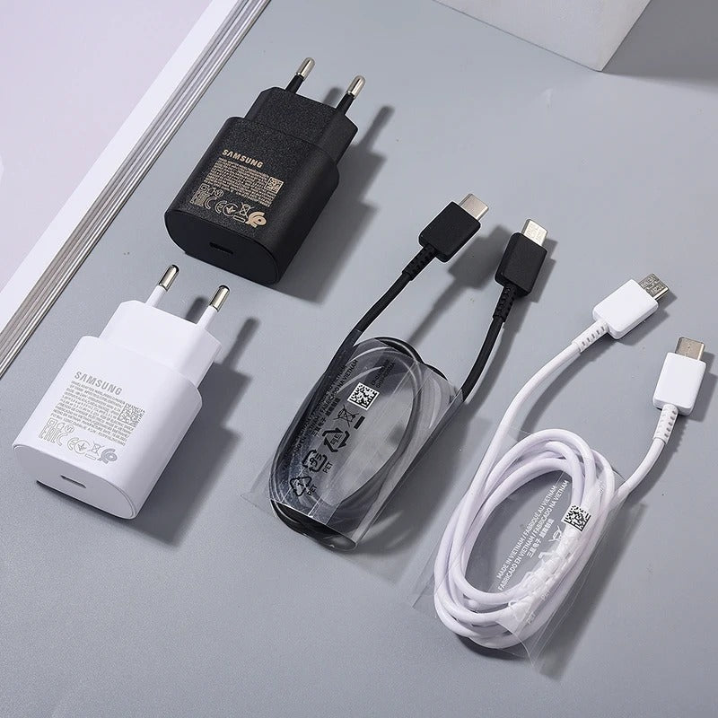 Original Samsung 25w Charger Type C Super Fast Charge Adapter For Galaxy S25 S24 Ultra S23 S22 Plus S21 S20 FE Note 10 20 Ultra