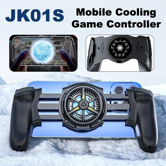 JK01S Semiconductor Mobile Phone Radiator Gamepad – 2-in-1 Cooling Game Controller with Telescopic Joystick & Fan for iOS and Android