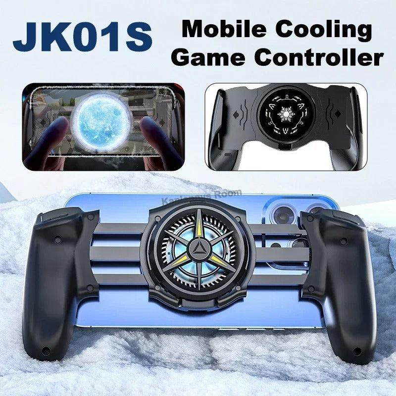 JK01S Semiconductor Mobile Phone Radiator Gamepad – 2-in-1 Cooling Game Controller with Telescopic Joystick & Fan for iOS and Android