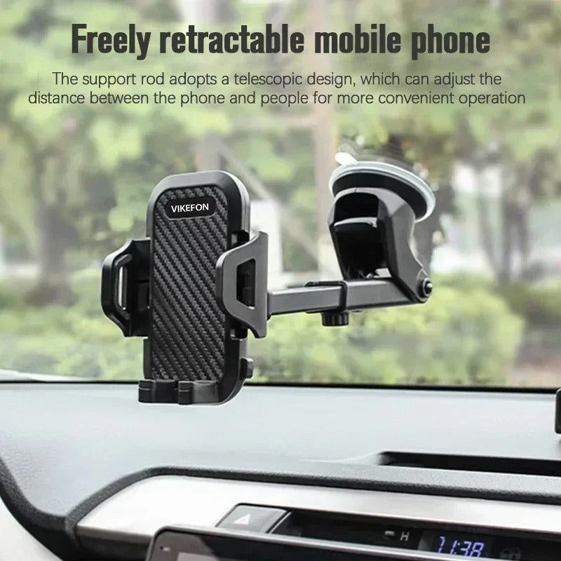 Universal Car Phone Holder – Dashboard & Windshield Suction Mount with Gravity Expansion, 360° Rotation & One-Hand Operation