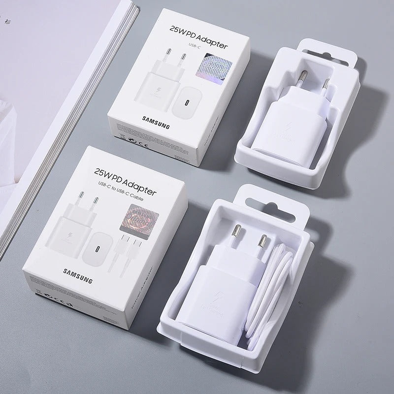 Original Samsung 25w Charger Type C Super Fast Charge Adapter For Galaxy S25 S24 Ultra S23 S22 Plus S21 S20 FE Note 10 20 Ultra