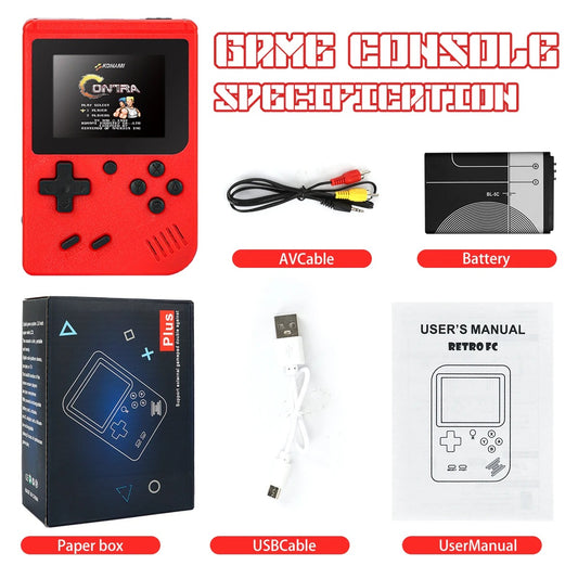 Red Retro Handheld Game Console – 400 Built-In Classic Games, TV Connectivity, Rechargeable & Portable (Copy)