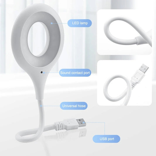 Intelligent Voice-Controlled USB LED Night Light – Portable Book Reading Lamp with Adjustable Brightness & Color