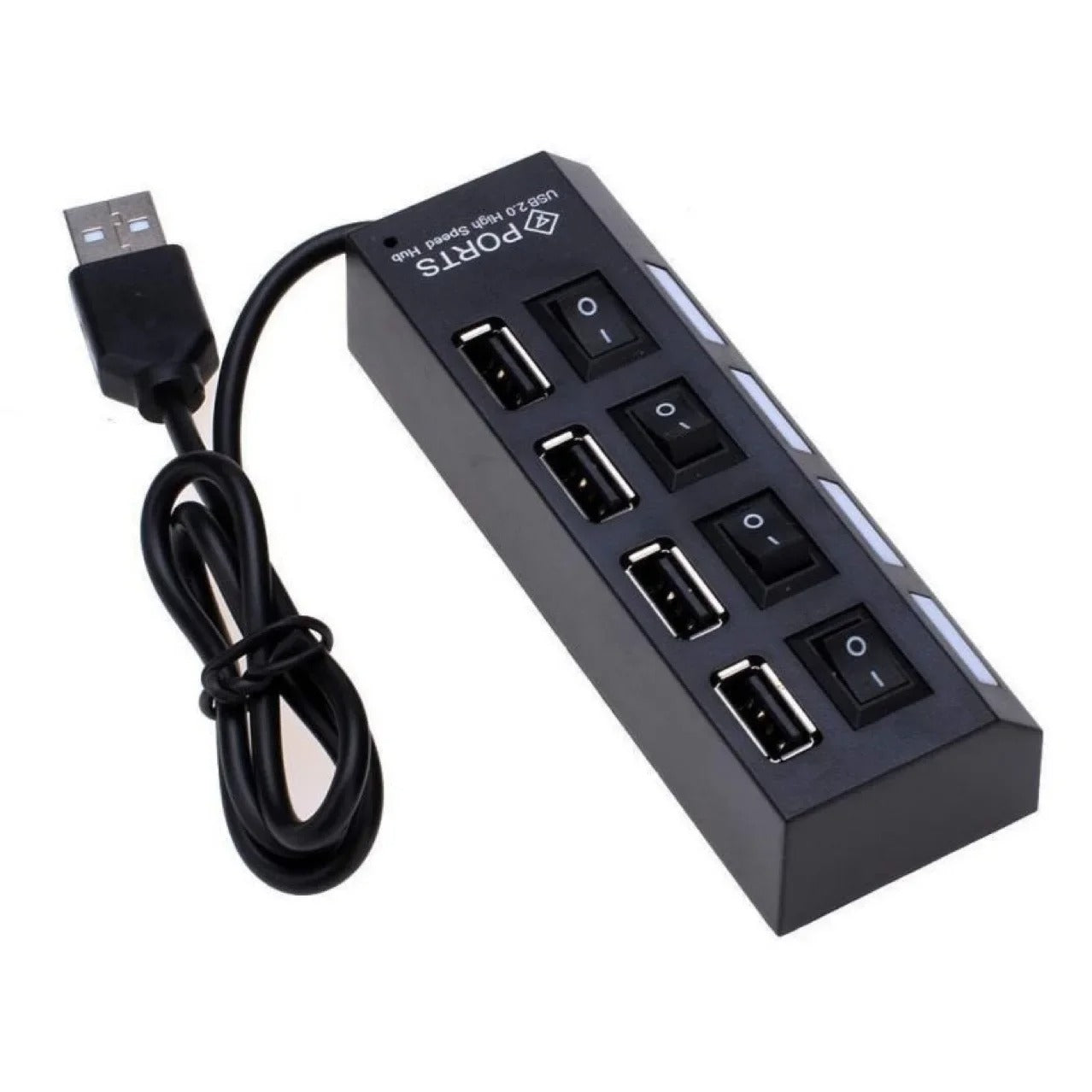 USB 2.0 4-Port Expansion Hub – Independent Switch Docking Station & Splitter Adapter for Computer and Office Accessories