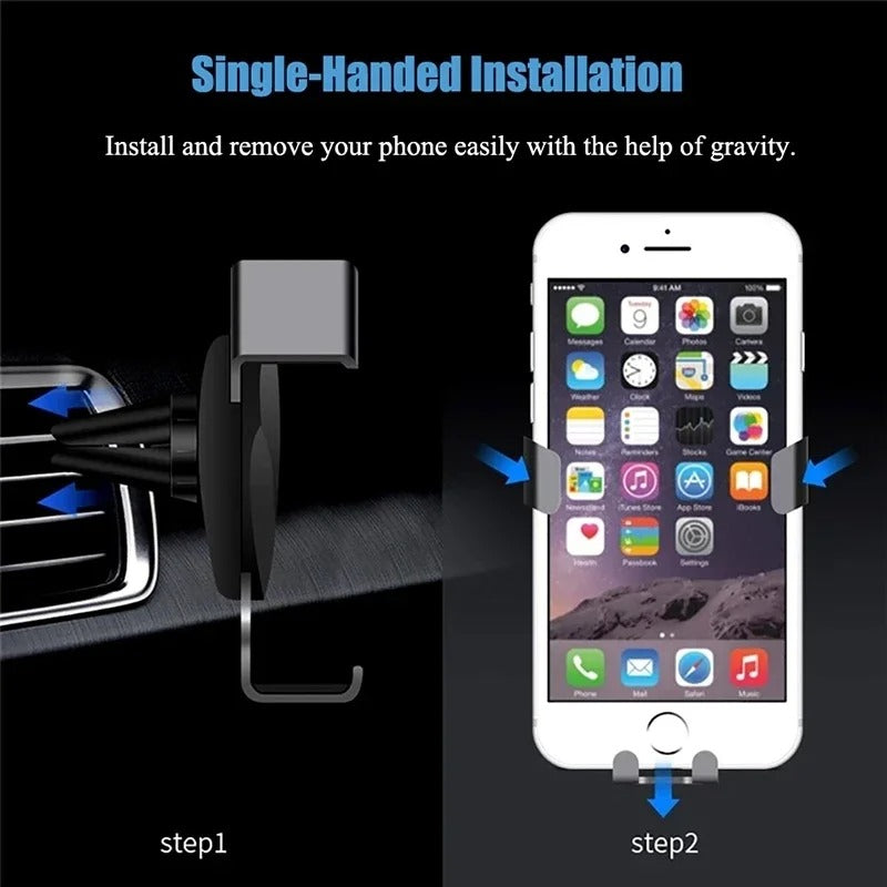 Gravity Car Phone Holder – Auto Air Vent Mount Clip Stand for iPhone, Samsung, Xiaomi & Smartphones