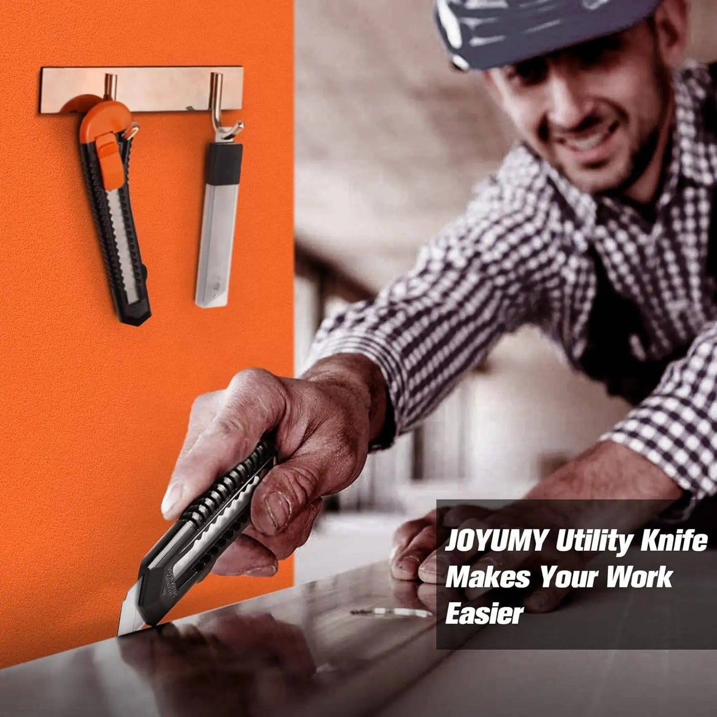 Utility Knife Box Cutter Retractable, Compact Box Knife for Cartons, Cardboard and Boxes