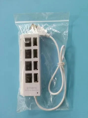 USB 2.0 4-Port Expansion Hub – Independent Switch Docking Station & Splitter Adapter for Computer and Office Accessories