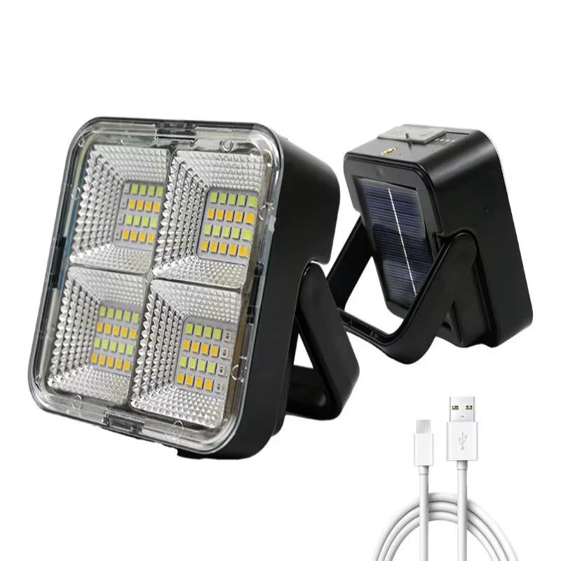 HB-6220 Outdoor Solar LED Camping Light – 120W Portable Emergency Lamp with USB Charging, Power Bank, and 4-Mode Dimming