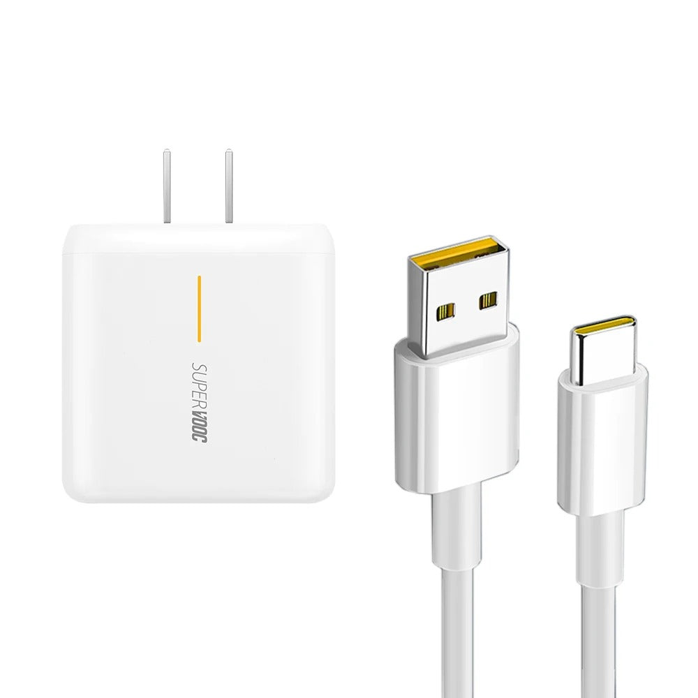 65W Supervooc 2.0 Fast Charger For OPPO Reno Ace Ace2 Reno4 Reno5 Reno6 Reno7 Reno5K SE Pro Pro+ 5G USB Type-C Cable