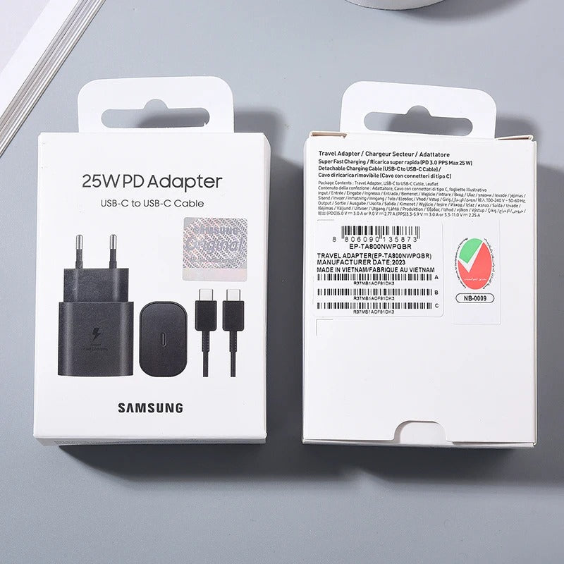 Original Samsung 25w Charger Type C Super Fast Charge Adapter For Galaxy S25 S24 Ultra S23 S22 Plus S21 S20 FE Note 10 20 Ultra